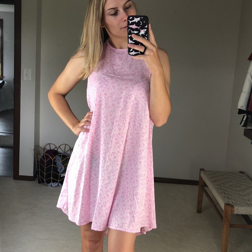 Abound: Dainty Floral Pink Halter Top Dress